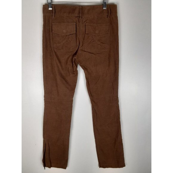 BCBG MaxAzria Womens Brown Slim Leg Corduroy Pants Snap Pocket Lightweight 4 - Picture 5 of 10